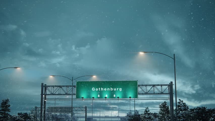 Airplane Landing Gothenburg in Christmas. 3D Illustration