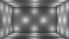 Broadcast Pulsating Hi-Tech Blinking Illuminated Cubes Room Stage, Grayscale, Events, 3D, Loopable, 4K