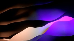 Wavy stripes in flow of moving surface. Design. Flow of wavy surface moving with parallel reflection. Virtual wavy stripes move and are reflected on black background