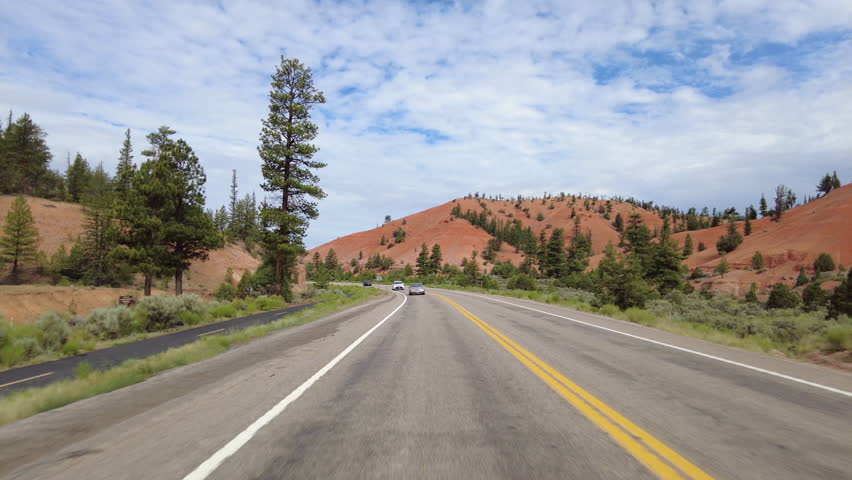 Driving Plate Utah Scenic Byway 12 Eastbound Red Canyon Multicam Set 12 Rear View Stop Southwest USA Royalty-Free Stock Footage #1098789413