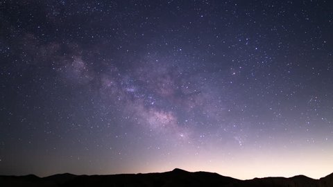 June Bootid Meteor Shower and Milky Way Galaxy 24mm South Sky Over Canyon Purple Time Lapse: film stockowy
