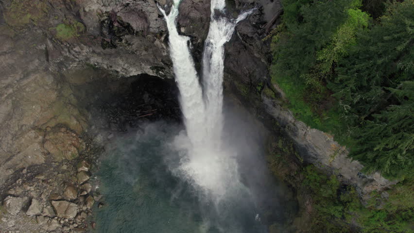 Slow Motion Aerial View of Snoqualmie Falls