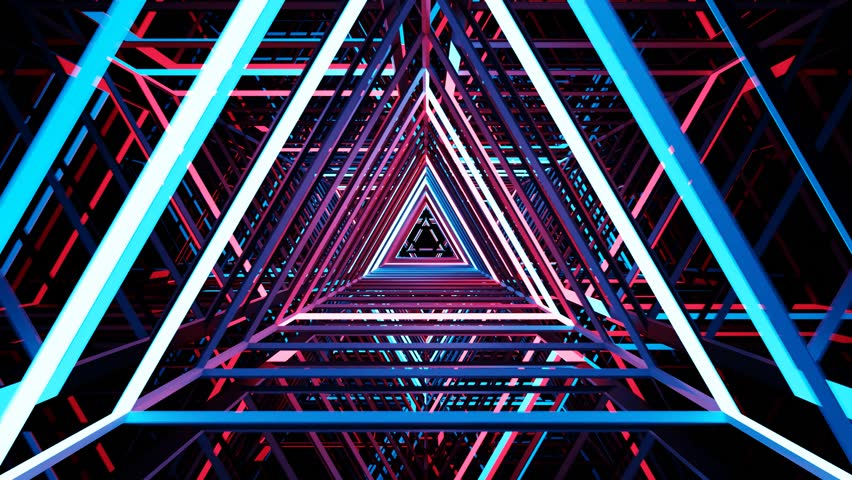 neon path with smooth transitions from haze to mirror, camera rotation animation, triangular path in bright colors without particles - Powered by Shutterstock - Get 15% off with code: PIKWIZARD15