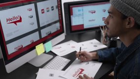 Graphic designer drawing sketches logo design. The concept of a new brand. Professional creative occupation with idea. - Powered by Shutterstock - Get 15% off with code: PIKWIZARD15