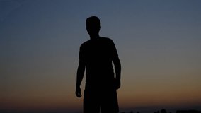 Man hitchhiker silhouette videos, outdoor sports activities, black yellow silhouette images, adventurous traveler hitchhiking