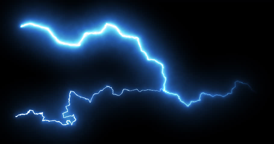 Lightning bolt. Thunderstorm lightning strikes a bright glow isolated on black background. Seamless loop animation Royalty-Free Stock Footage #1098804845