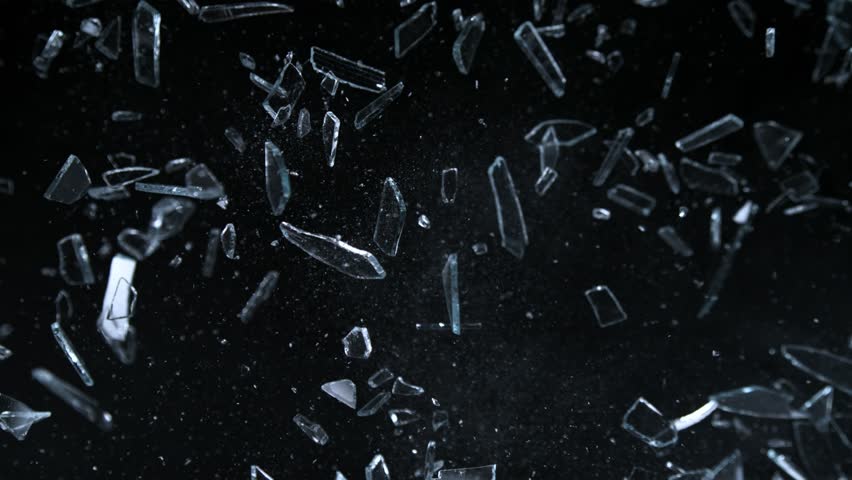 Super Slow Motion Shot of Shattering Glass Shards Flying Towards Camera on Black at 1000fps. | Shutterstock HD Video #1098810231