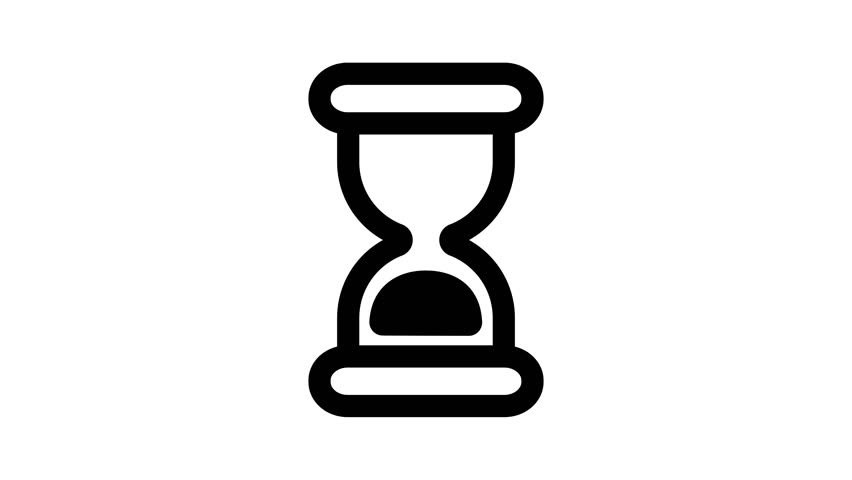 Sandglass, hourglass  turns, clock, time outline. 2d, animation, cartoon, illustration, clip art, vector. Web sign in black and white. Alpha channel. Time lapse. | Shutterstock HD Video #1098811525