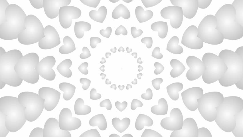 Animated increasing silver heart circles from the center. Looped video. Vector illustration isolated on white background.
