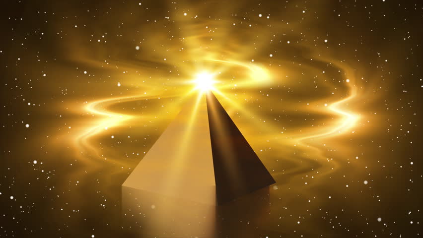 Shining Light above the golden pyramid Royalty-Free Stock Footage #1098816385