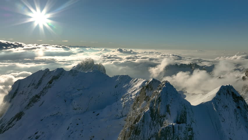 Aerial View of the Mountain Seantis in the Swiss Alps, Switzerland. Santis | Shutterstock HD Video #1098822343