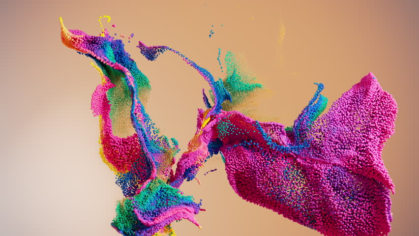 Abstract colorful particles fluid motion loop with speed up and slow down and orbiting camera. Cg animation. | Shutterstock HD Video #1098824071