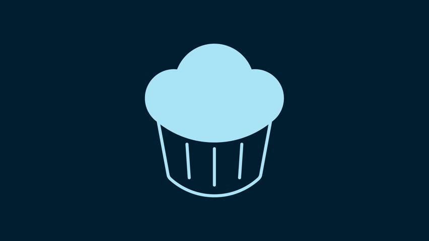 White Cupcake icon isolated on blue background. 4K Video motion graphic animation. | Shutterstock HD Video #1098826035
