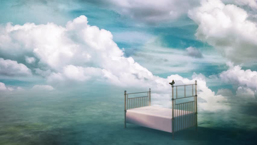 Infinite Dream. Bed in fantasy landscape. Animated video | Shutterstock HD Video #1098826973