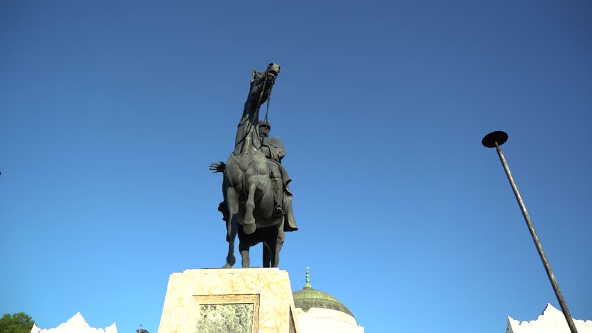 Ataturk Statue on Horse in Ankara 4K
