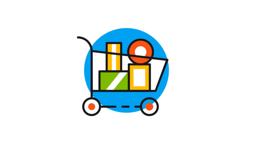 animated shopping chart icon of nice animated icons for your videos, explainer video or E- commerce videos easy to use with alpha channel just download it