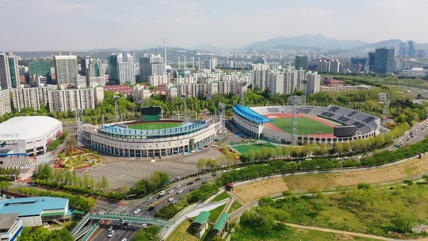 Korea drone footage, seoul city landscape, Seoul