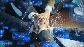 Concept of digital data with businessman shaking hands. - Powered by Shutterstock - Get 15% off with code: PIKWIZARD15