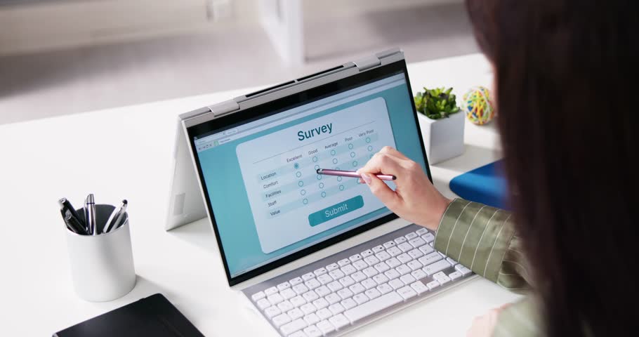 Businessperson Filling Online Survey Form On Digital Laptop Royalty-Free Stock Footage #1098839649