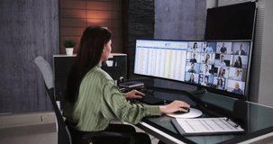 Remote Work On Multiple Monitors. Business Video Conference - Powered by Shutterstock - Get 15% off with code: PIKWIZARD15