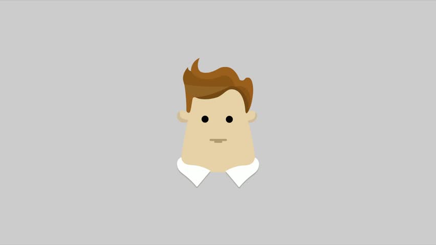 Businessman cartoon face looking for a good deal.Short animation.