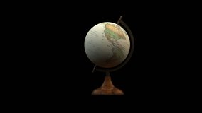 Vintage Old Globe Transparent Alpha Video 3D Animation