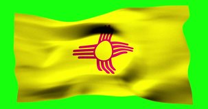 Flag of New Mexico realistic waving on green screen. Seamless loop animation with high quality