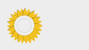 Graphic yellow flower, on a white background, with space for text, messages,4K white background Animation.