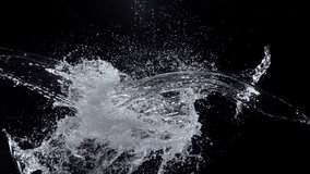 Super Slow Motion Shot of Side Water Splashes Collision in Frame Isolated on Black at 1000fps. - Powered by Shutterstock - Get 15% off with code: PIKWIZARD15