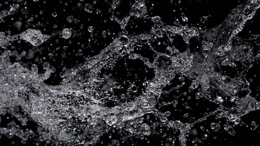 Super Slow Motion Shot of Real Side Water Splash Explosion on Black Background at 1000fps. | Shutterstock HD Video #1098871923