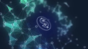 Animated dollar icon. Futuristic blue 3D background with moving money. Plexus lines. - Powered by Shutterstock - Get 15% off with code: PIKWIZARD15