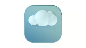 3D cloud icon with raindrops and snowflakes on a gray button on a white background with smooth 4K animation cycle. Animated weather icon. Snow and rain. 3D Illustration