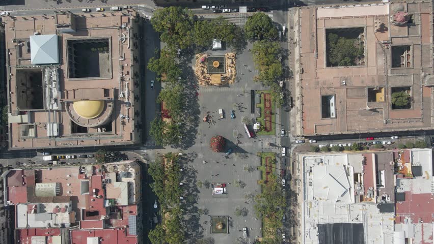 Topdown View Of Expiatorio Park With The Blessed Sacrament Cathedral In Guadalajara, Jalisco, Mexico. Aerial Tracking Shot