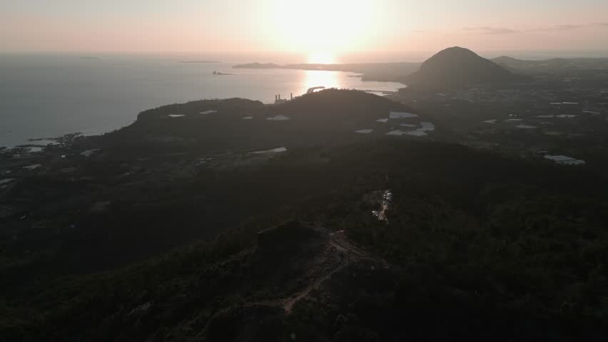 Panoramic view of Gunsan with Hallasan Mountain in the background