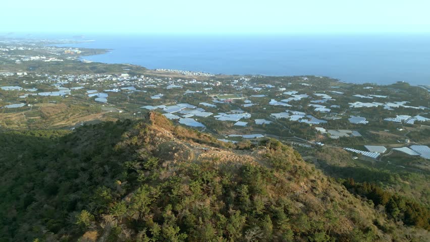 Panoramic view of Gunsan with Hallasan Mountain in the background