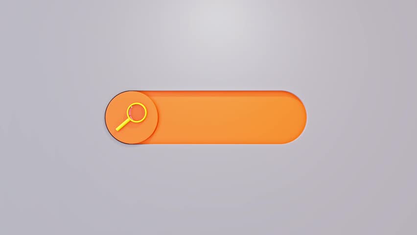 Gray Orange Search bar design element. Creative concept design in minimal style. Animation, 3d render.