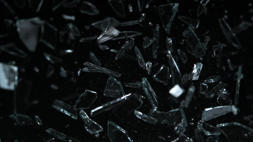 Super Slow Motion Shot of Glass Shards Flying Towards Camera Isolated on Black at 1000fps. | Shutterstock HD Video #1098888303