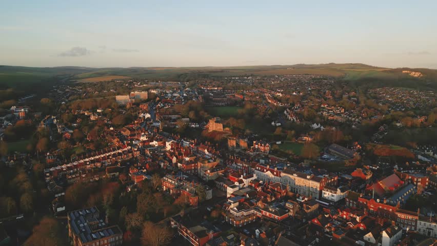 Winter morning over Lewes Town, Sussex UK