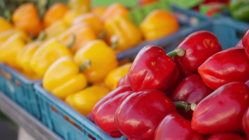 A bell pepper displayed in the market | Shutterstock HD Video #1098893147