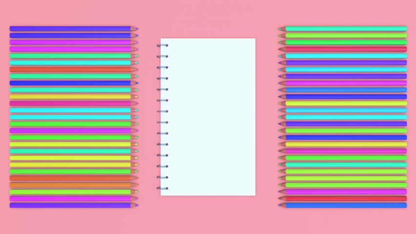 Stationery. School supplies. Pencils and notepad. Studing and drawing concept. 