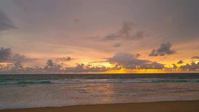 Sunset in sea horizon Nature video sunset on the beach Tropical sea at Phuket Thailand on 2022