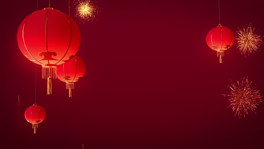 Chinese New Year Festival Background. Chinese New Year we were also known as the Spring Festival and Japanese style particles, bokeh, and fireworks on a red background. Seamless loop 4k Royalty-Free Stock Footage #1098914589