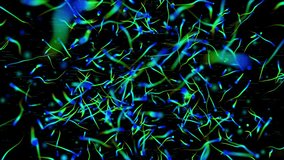 Animated 3d blue and green color flying particles background, particles background
