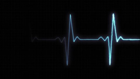 cardiogram cardiograph oscilloscope screen, ECG cardiogram oscilloscope monitor heartbeat line shows heart rate on black background.: film stockowy