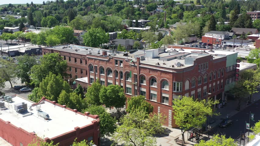 Moscow Idaho 4k Drone footage of downtown and surrounding area. Spring 2022