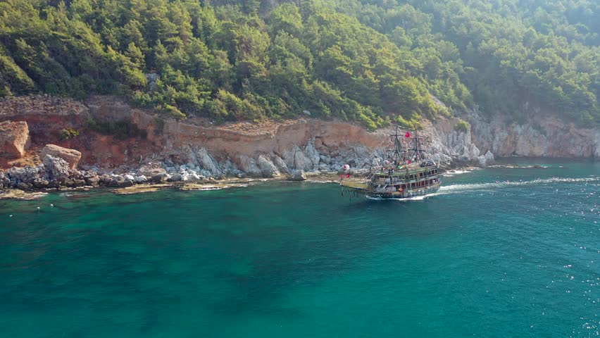 Yacht on the shore of the Mediterranean Sea Turkey Alanya