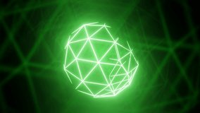 Abstract Neon Light Sphere Background Video, 4K, Blinking Green Glowing Spinning Background - Powered by Shutterstock - Get 15% off with code: PIKWIZARD15