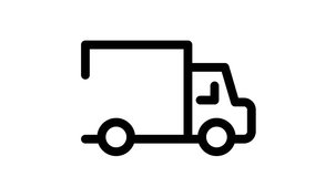 Truck driving, Logistic, delivery, transportation icon. Animation, cartoon, clip art, illustration, vector. Web symbol in outline, black and white.