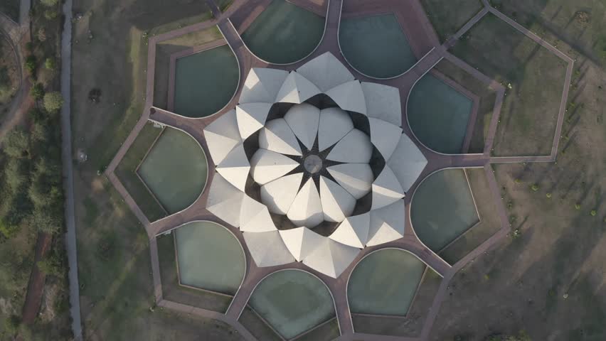 An aerial shot of the Lotus Temple during COVID-19 Lockdown in New Delhi, India
 | Shutterstock HD Video #1098961931
