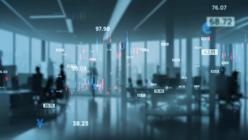 Group of people in the office and financial technology concept. FIntech. Asset management.